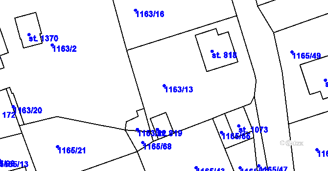 Parcela st. 1163/13 v KÚ Seč, Katastrální mapa