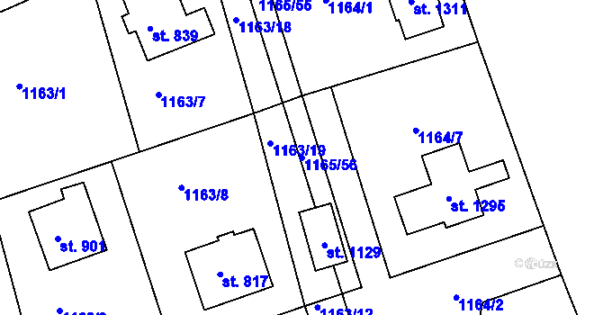 Parcela st. 1165/56 v KÚ Seč, Katastrální mapa