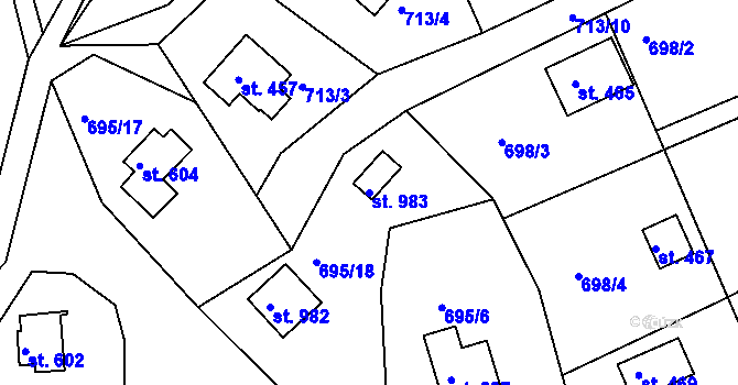 Parcela st. 983 v KÚ Seč, Katastrální mapa