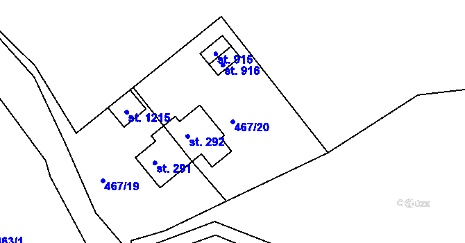 Parcela st. 467/20 v KÚ Seč, Katastrální mapa
