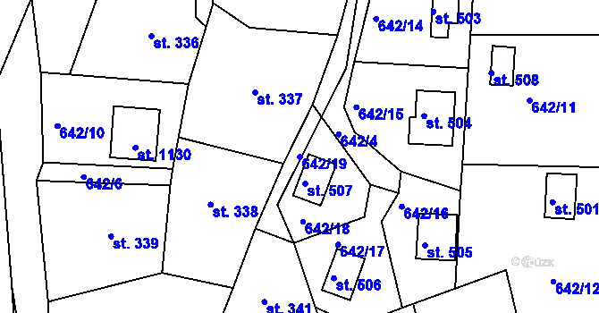 Parcela st. 642/19 v KÚ Seč, Katastrální mapa