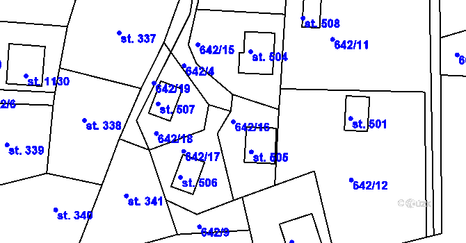Parcela st. 642/16 v KÚ Seč, Katastrální mapa