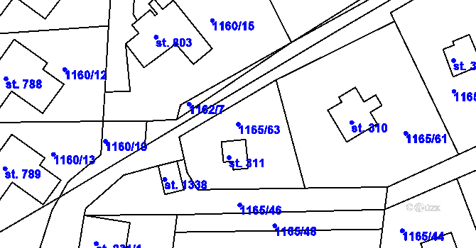 Parcela st. 1165/63 v KÚ Seč, Katastrální mapa