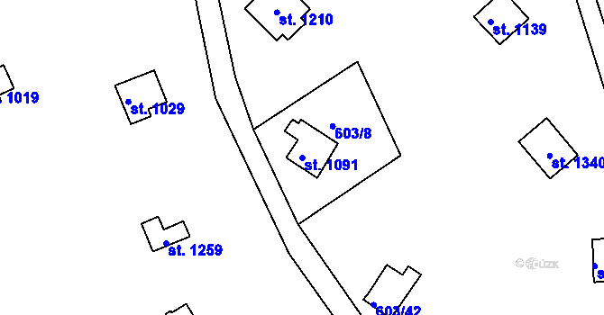 Parcela st. 1091 v KÚ Seč, Katastrální mapa