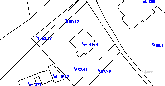 Parcela st. 1111 v KÚ Seč, Katastrální mapa