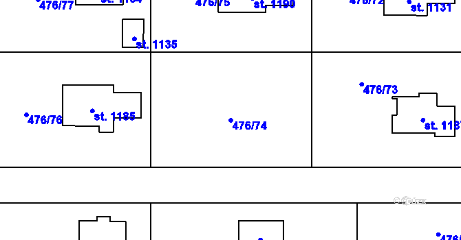 Parcela st. 476/74 v KÚ Seč, Katastrální mapa