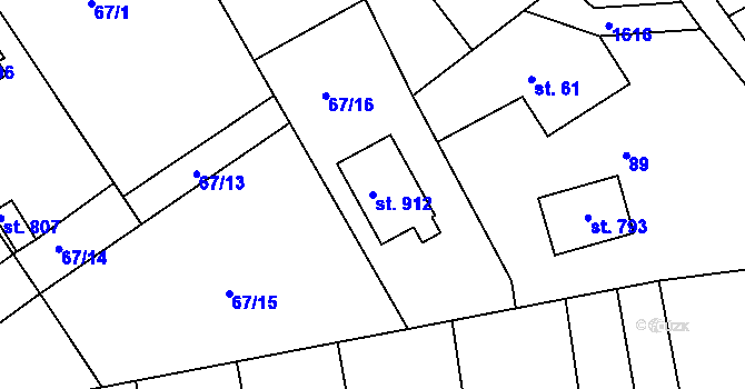 Parcela st. 912 v KÚ Seč, Katastrální mapa