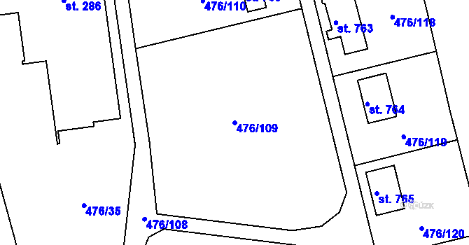Parcela st. 476/109 v KÚ Seč, Katastrální mapa