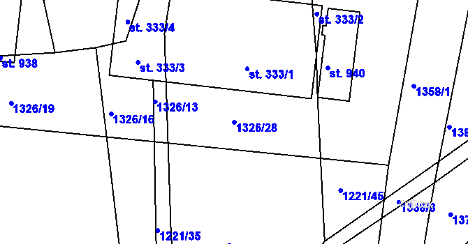 Parcela st. 1326/28 v KÚ Seč, Katastrální mapa