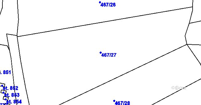 Parcela st. 467/27 v KÚ Seč, Katastrální mapa