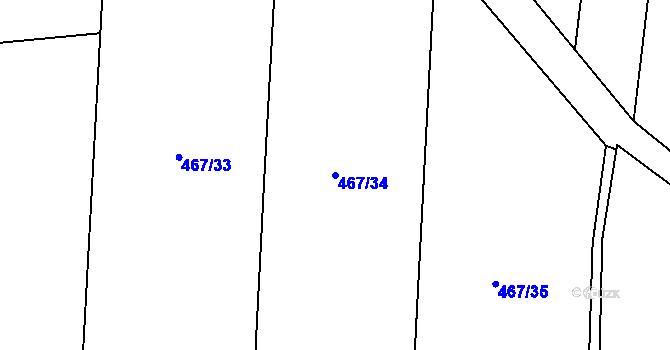 Parcela st. 467/34 v KÚ Seč, Katastrální mapa
