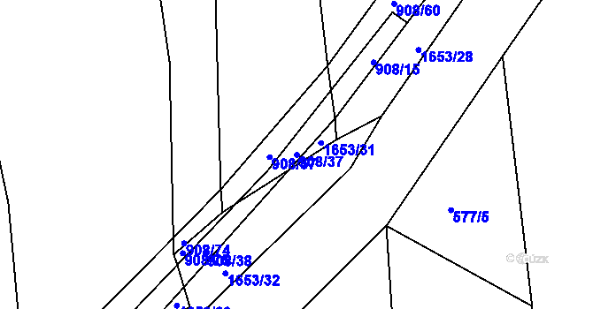 Parcela st. 908/37 v KÚ Seč, Katastrální mapa