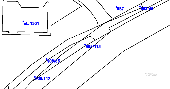 Parcela st. 908/113 v KÚ Seč, Katastrální mapa