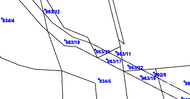 Parcela st. 963/19 v KÚ Seč, Katastrální mapa
