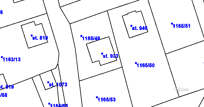 Parcela st. 923 v KÚ Seč, Katastrální mapa