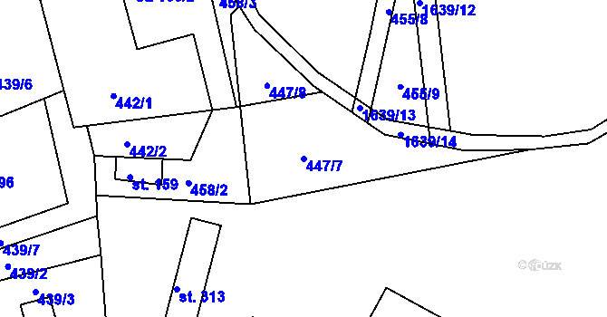 Parcela st. 447/7 v KÚ Seč, Katastrální mapa