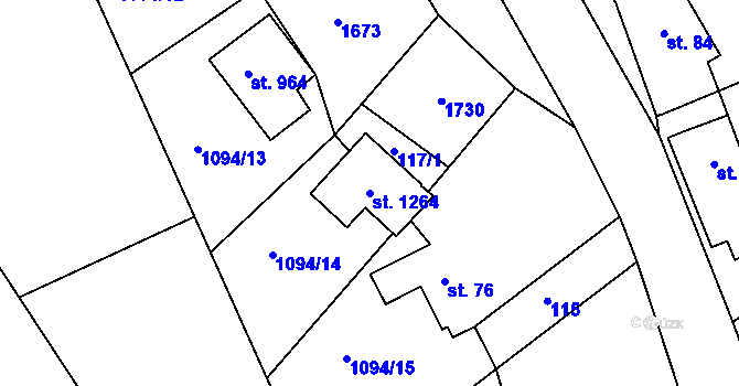 Parcela st. 1264 v KÚ Seč, Katastrální mapa