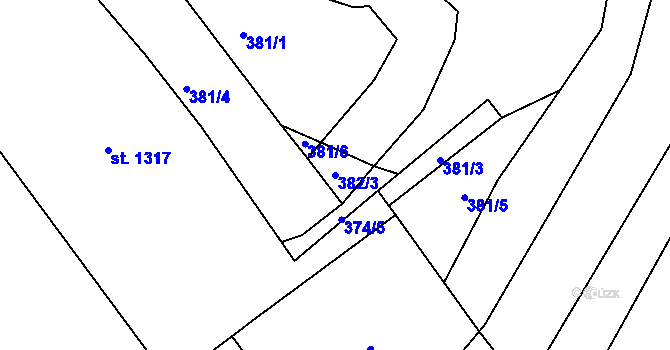 Parcela st. 382/3 v KÚ Seč, Katastrální mapa