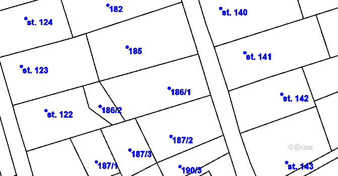 Parcela st. 186/1 v KÚ Seč, Katastrální mapa