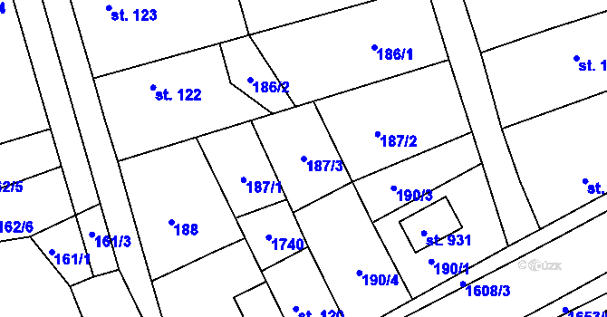 Parcela st. 187/3 v KÚ Seč, Katastrální mapa