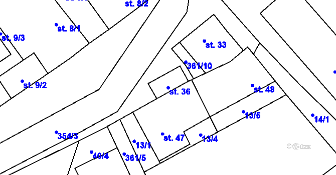 Parcela st. 36 v KÚ Sedčice, Katastrální mapa