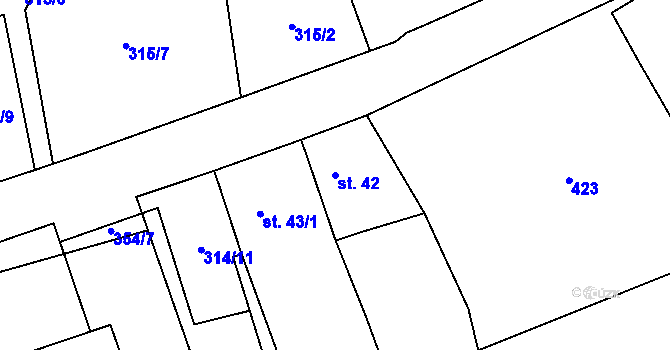 Parcela st. 42 v KÚ Sedčice, Katastrální mapa