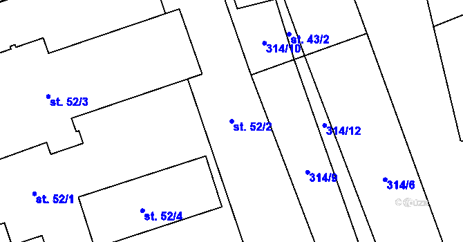 Parcela st. 52/2 v KÚ Sedčice, Katastrální mapa