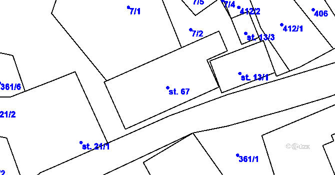 Parcela st. 67 v KÚ Sedčice, Katastrální mapa