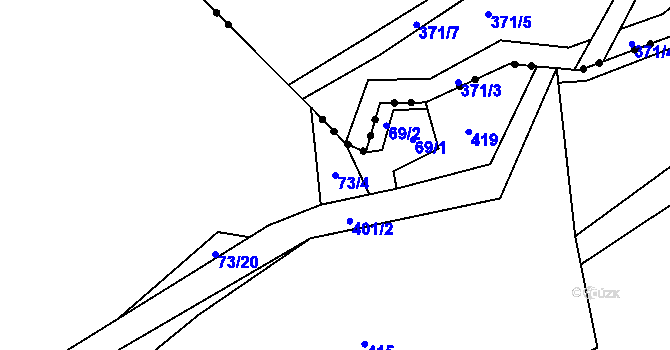 Parcela st. 73/4 v KÚ Sedčice, Katastrální mapa