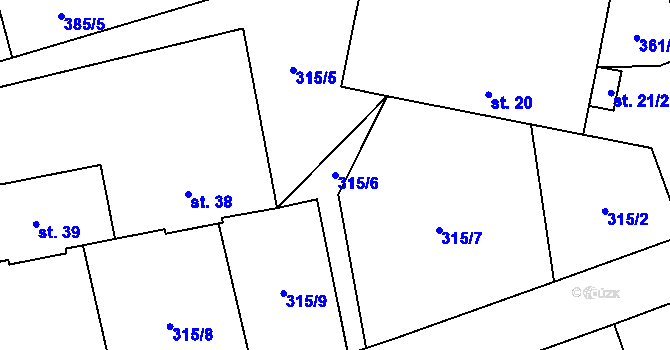 Parcela st. 315/6 v KÚ Sedčice, Katastrální mapa