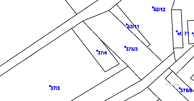 Parcela st. 37/4 v KÚ Sedčice, Katastrální mapa