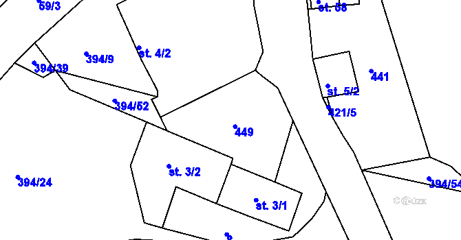Parcela st. 3/3 v KÚ Žabokliky, Katastrální mapa