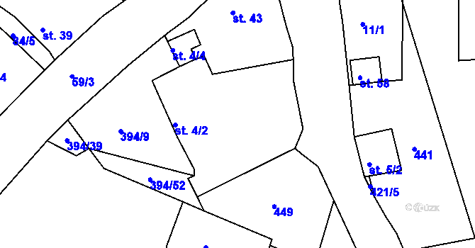 Parcela st. 4/3 v KÚ Žabokliky, Katastrální mapa