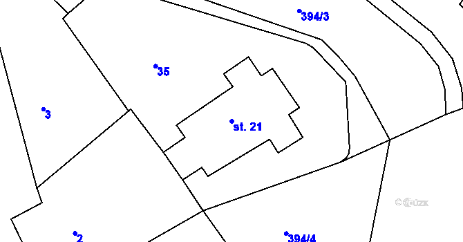 Parcela st. 21 v KÚ Žabokliky, Katastrální mapa