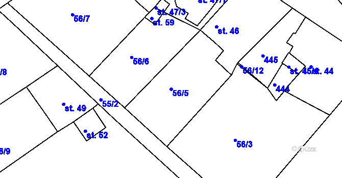 Parcela st. 56/5 v KÚ Žabokliky, Katastrální mapa