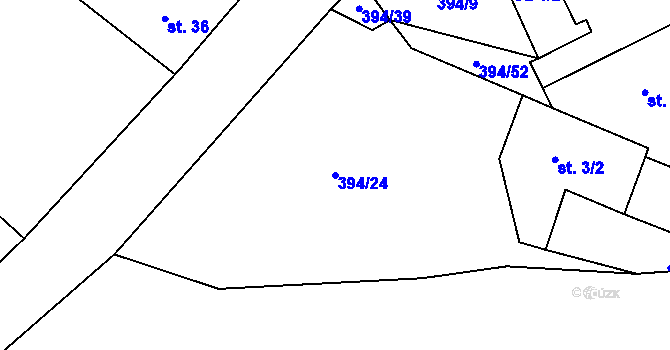 Parcela st. 394/24 v KÚ Žabokliky, Katastrální mapa