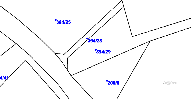 Parcela st. 394/29 v KÚ Žabokliky, Katastrální mapa