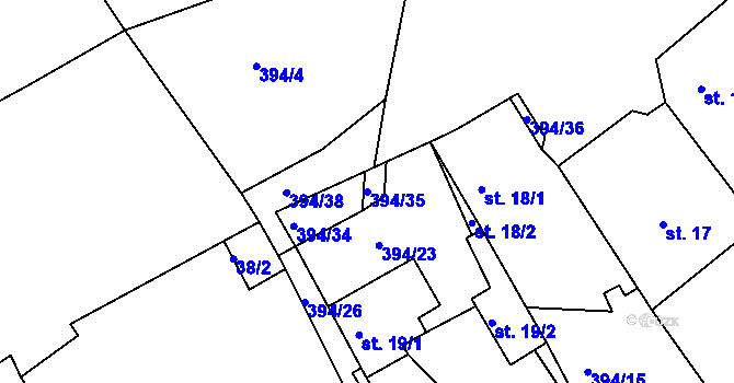 Parcela st. 394/35 v KÚ Žabokliky, Katastrální mapa