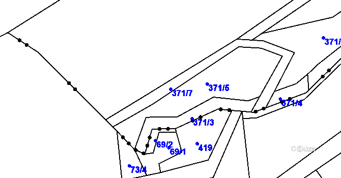 Parcela st. 371/7 v KÚ Žabokliky, Katastrální mapa