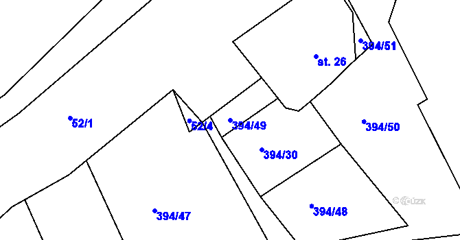 Parcela st. 394/49 v KÚ Žabokliky, Katastrální mapa