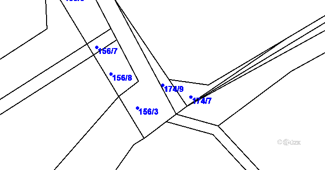 Parcela st. 174/9 v KÚ Sedlatice, Katastrální mapa