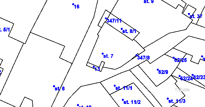 Parcela st. 7 v KÚ Sedlatice, Katastrální mapa