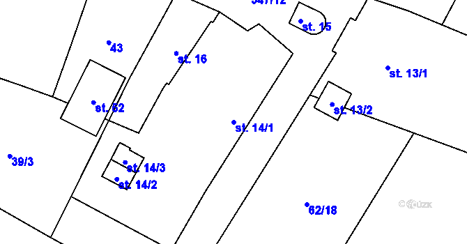 Parcela st. 14/1 v KÚ Sedlatice, Katastrální mapa