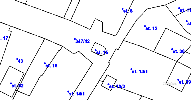Parcela st. 15 v KÚ Sedlatice, Katastrální mapa
