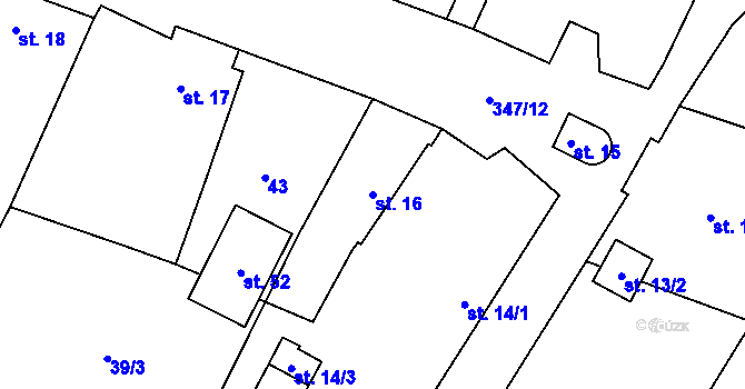 Parcela st. 16 v KÚ Sedlatice, Katastrální mapa
