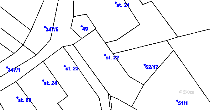 Parcela st. 22 v KÚ Sedlatice, Katastrální mapa