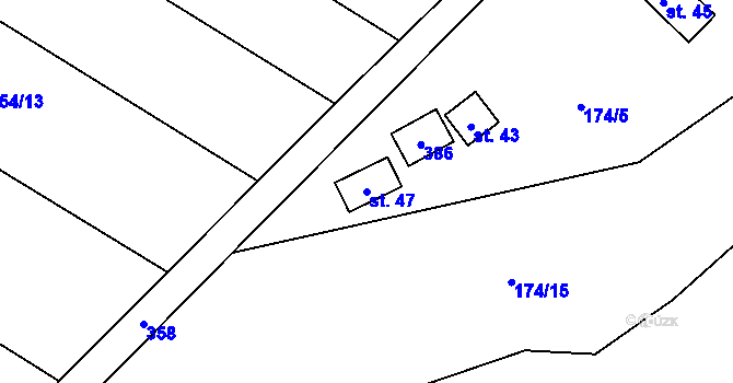 Parcela st. 47 v KÚ Sedlatice, Katastrální mapa