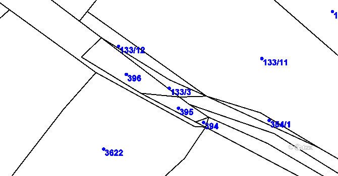 Parcela st. 133/3 v KÚ Sedlatice, Katastrální mapa