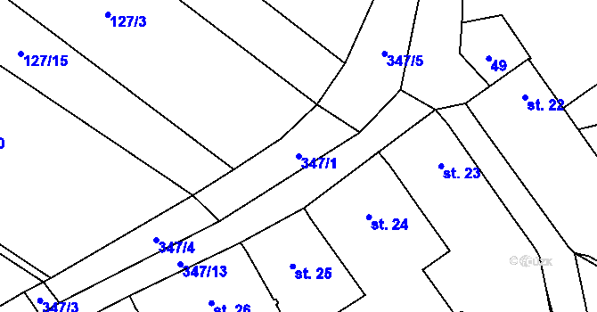 Parcela st. 347/1 v KÚ Sedlatice, Katastrální mapa