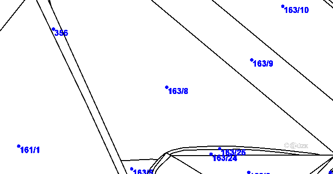 Parcela st. 163/8 v KÚ Sedlatice, Katastrální mapa